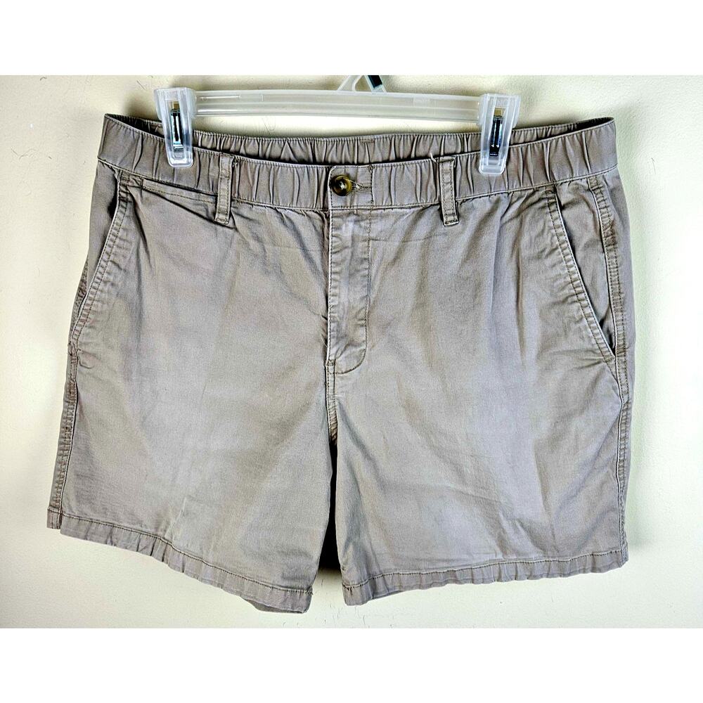 Maamgic Shorts Mens 36 Beige Elastic Waist Chino 5 Inseam Stretch Casual